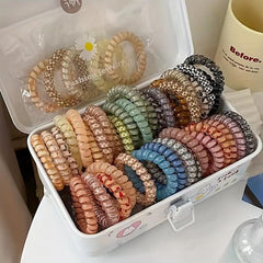 5pcs Candy Colors Telephone Hair Ties High Elastic Waterproof Hair Ropes