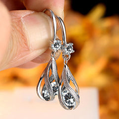 Spiral Teardrop Hollow Earrings Dangle Earrings Wedding Jewelry Gift