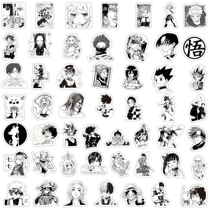 50pcs Waterproof Anime Stickers for Mobile Helmet Cup Bicycle Computer
