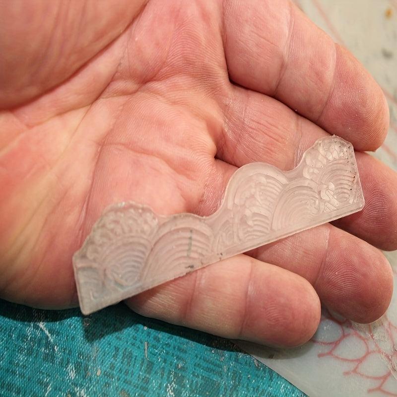 Chinese Japanese Retro Style Ocean Waves Borders Lines Clouds Stamps