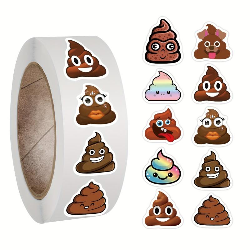 500 Funny Poop Stickers Roll Vinyl Waterproof Stickers