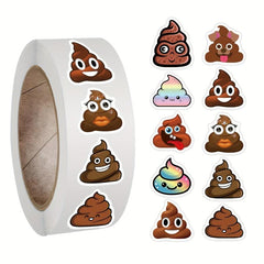 500 Funny Poop Stickers Roll Vinyl Waterproof Stickers
