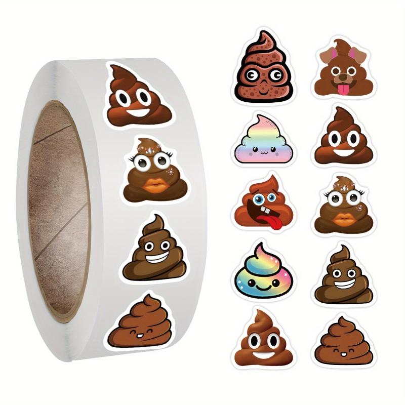 500 Funny Poop Stickers Roll Vinyl Waterproof Stickers