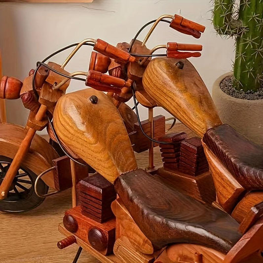 Vintage Wooden Motorcycle Decoration Home Desktop Model Crafts
