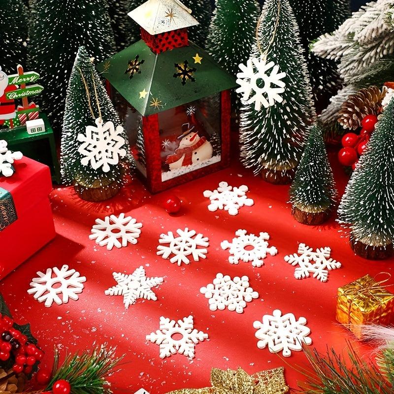 10pcs Wooden Christmas Snowflake DIY Craft Decorations Wall Hangings
