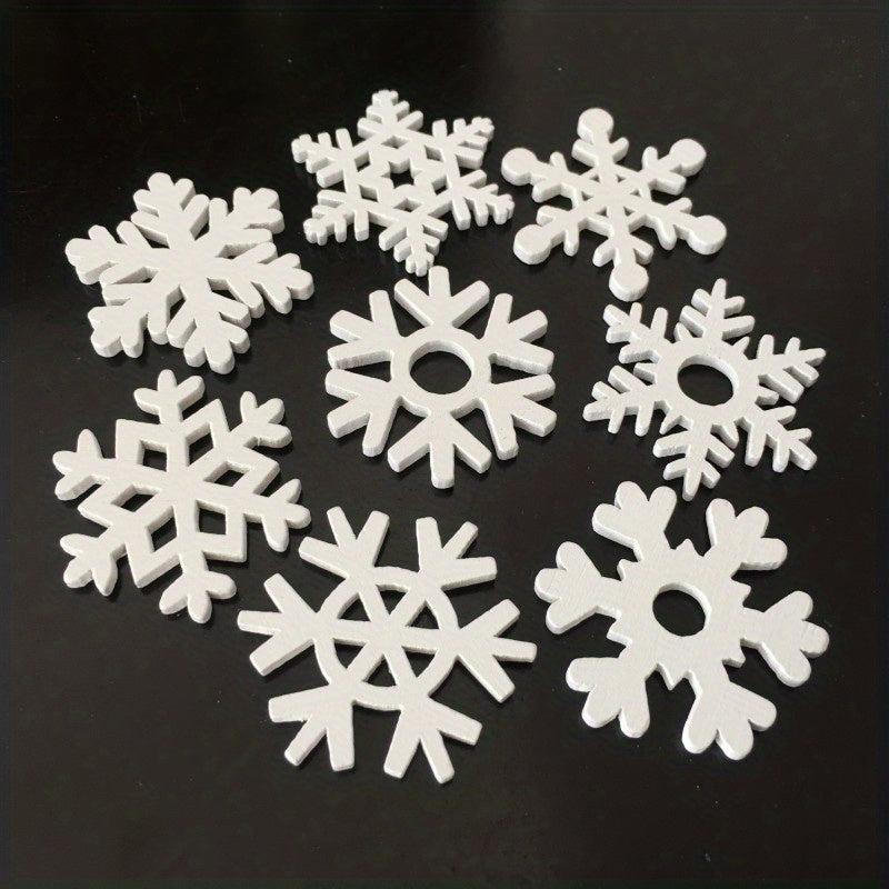 10pcs Wooden Christmas Snowflake DIY Craft Decorations Wall Hangings