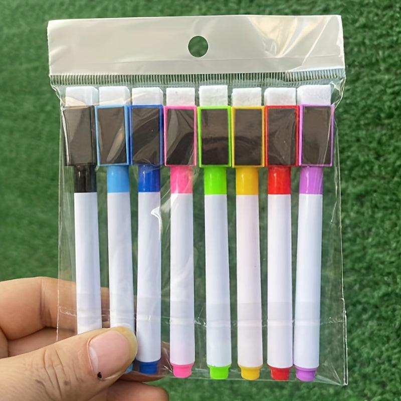 8 Washable Whiteboard Pens with Brush, Water-based, Eco-friendly
