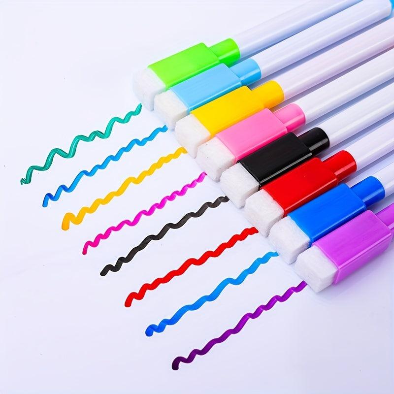 8 Washable Whiteboard Pens with Brush, Water-based, Eco-friendly