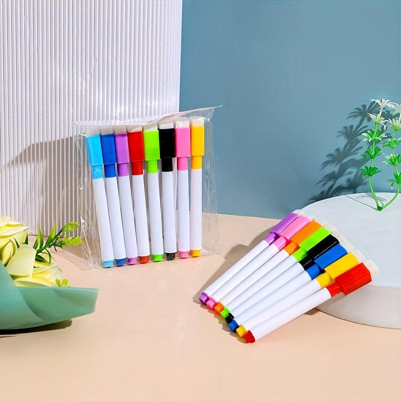 8 Washable Whiteboard Pens with Brush, Water-based, Eco-friendly