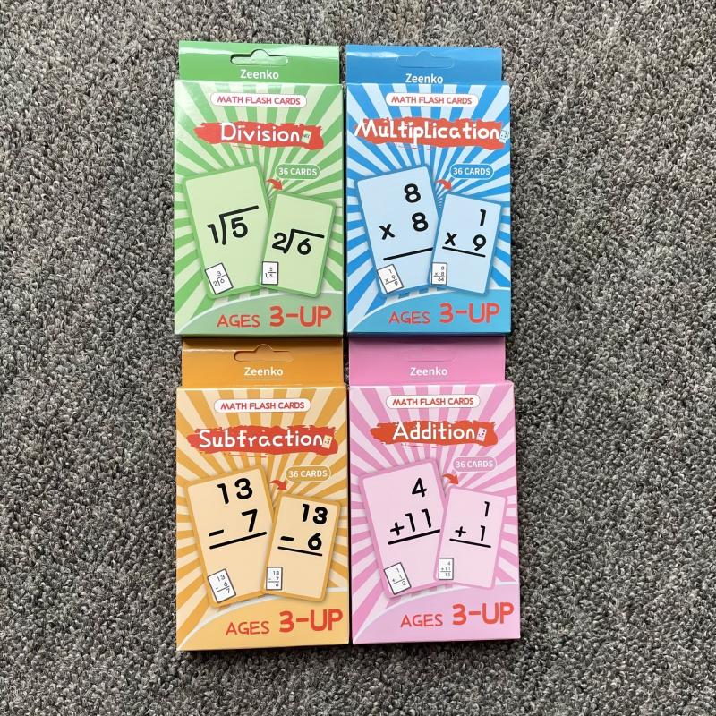 Math Flash Cards For Kids 36 Pcs Addition Subtraction Multiplication & Division