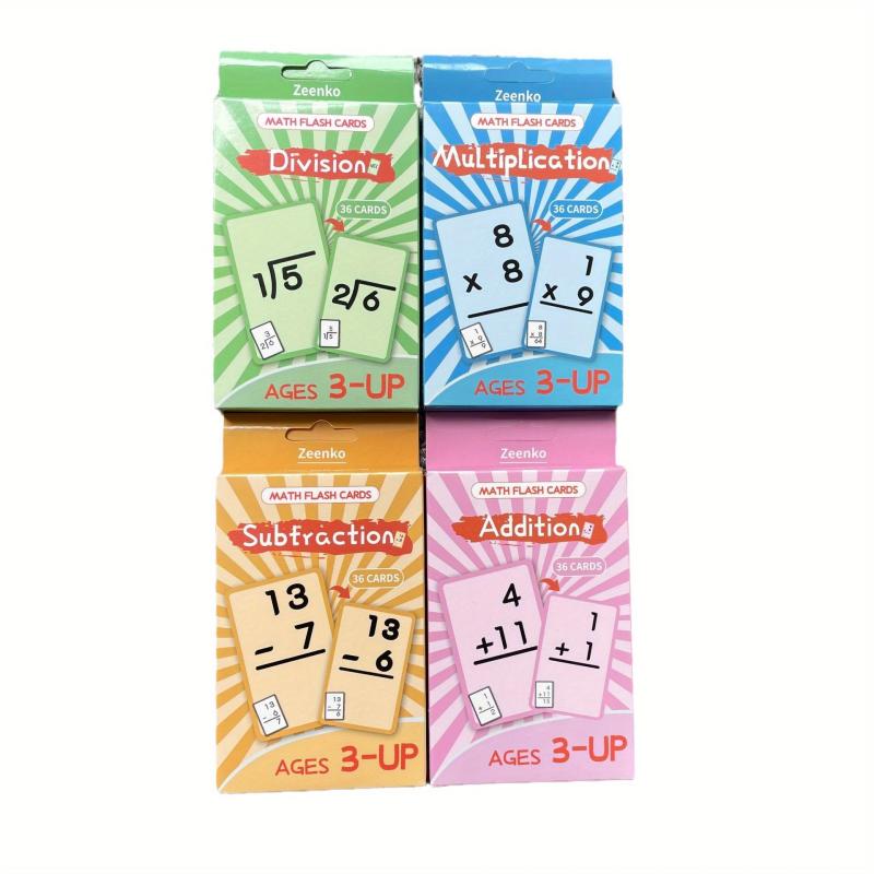 Math Flash Cards For Kids 36 Pcs Addition Subtraction Multiplication & Division