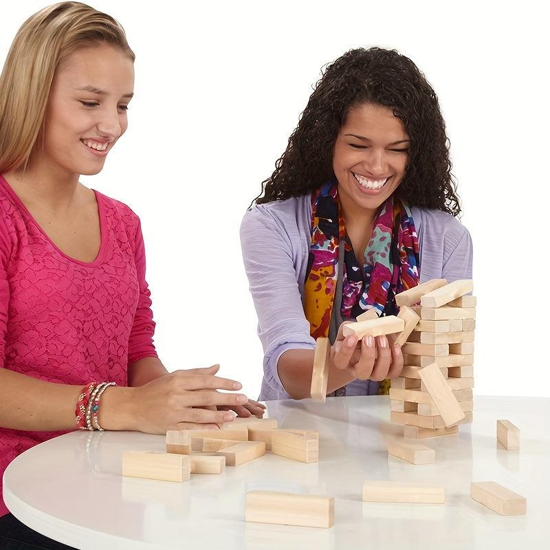 Wooden Blocks Stacking Tower Game for 1+ Players