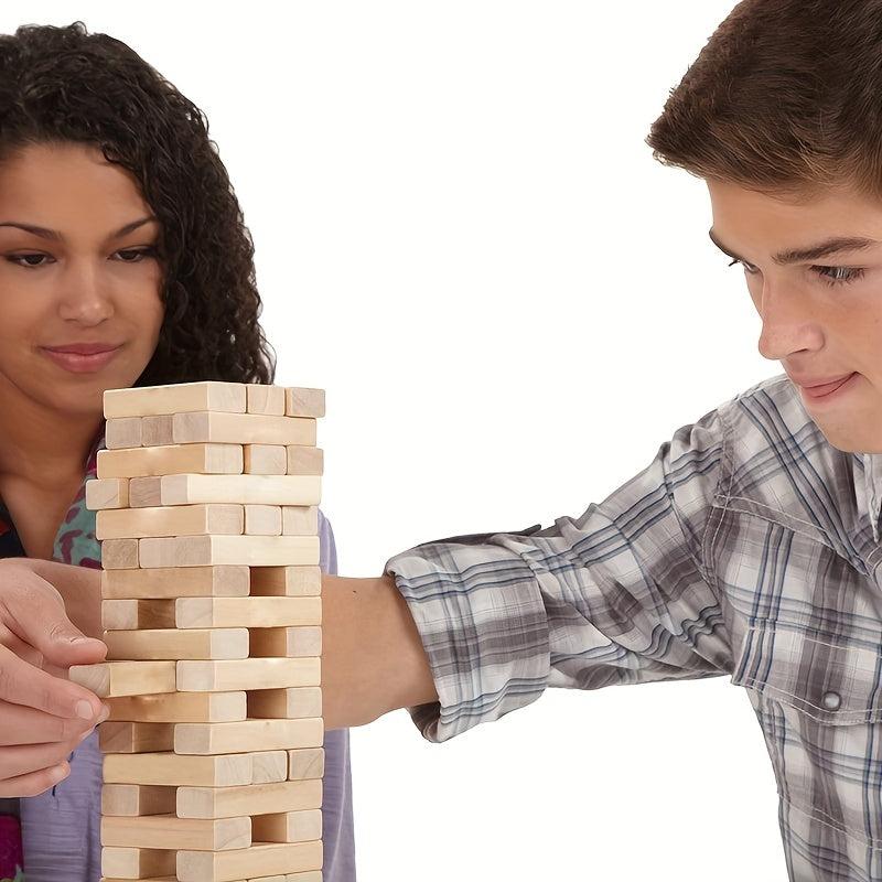 Wooden Blocks Stacking Tower Game for 1+ Players