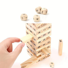 Wooden Blocks Stacking Tower Game for 1+ Players