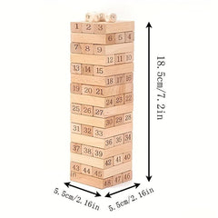 Wooden Blocks Stacking Tower Game for 1+ Players