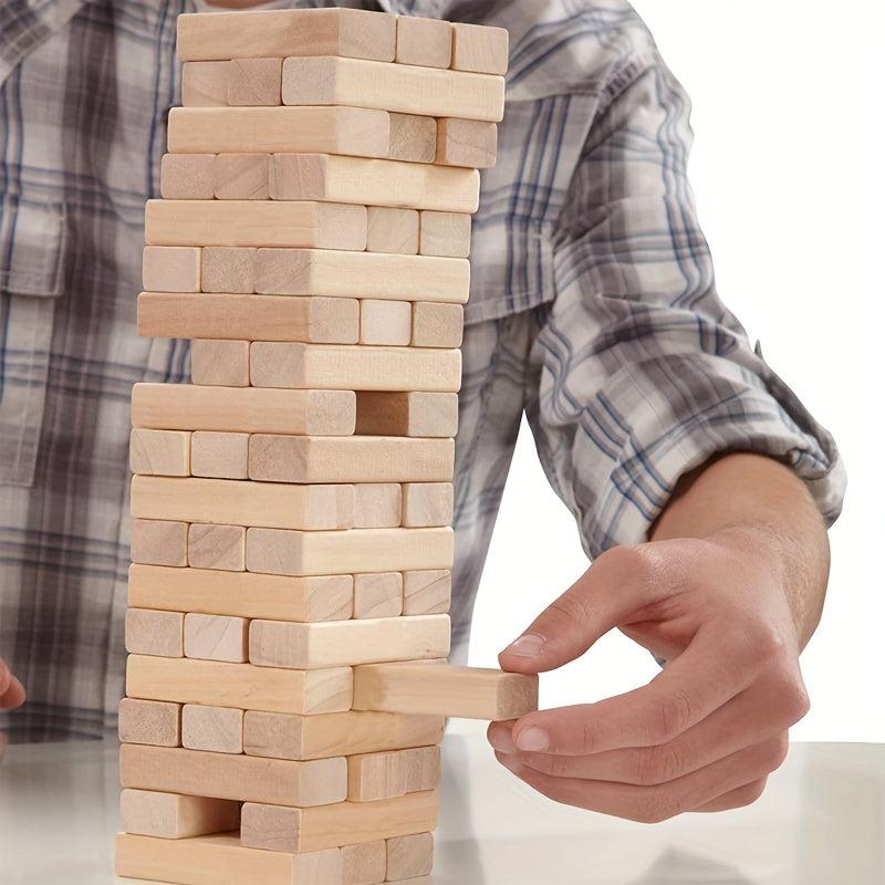Wooden Blocks Stacking Tower Game for 1+ Players