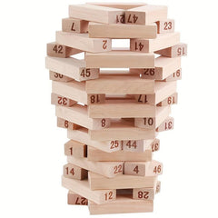 Wooden Blocks Stacking Tower Game for 1+ Players