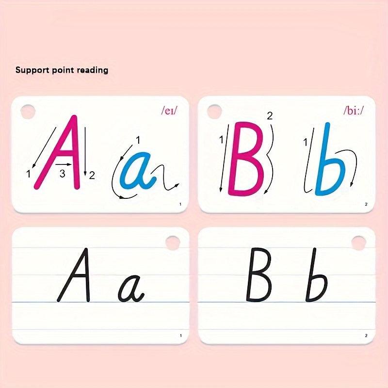 English Letter Reading Cards for Kids, Uppercase and Lowercase Recognition