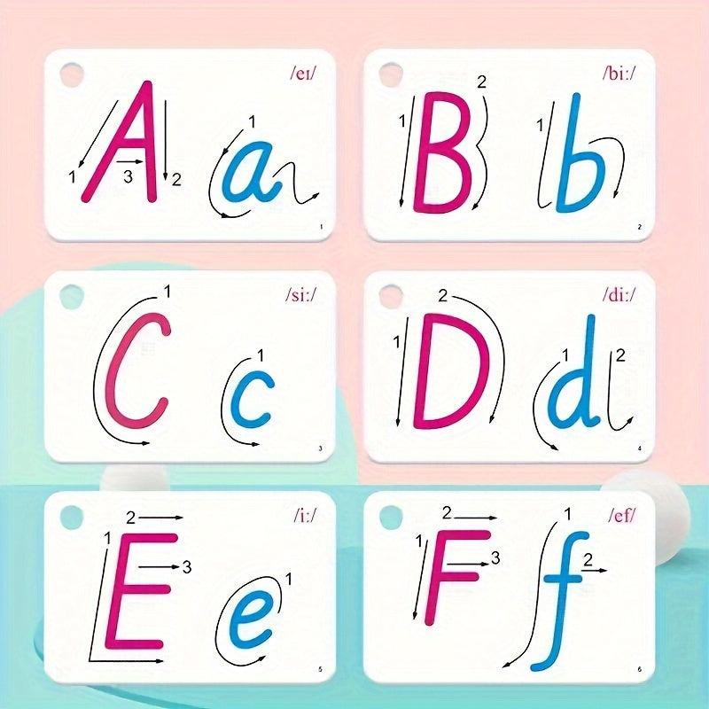 English Letter Reading Cards for Kids, Uppercase and Lowercase Recognition