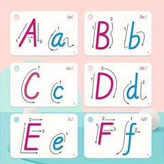 English Letter Reading Cards for Kids, Uppercase and Lowercase Recognition