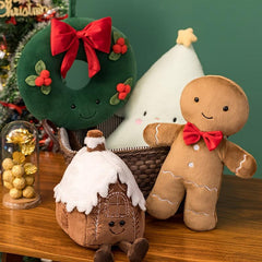 Christmas Ginger Bread Plushie Pillow Stuffed Cookie Cabin House Decor
