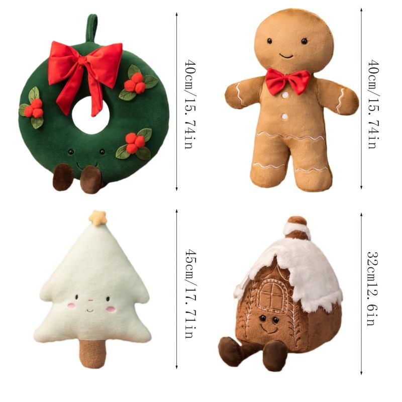 Christmas Ginger Bread Plushie Pillow Stuffed Cookie Cabin House Decor