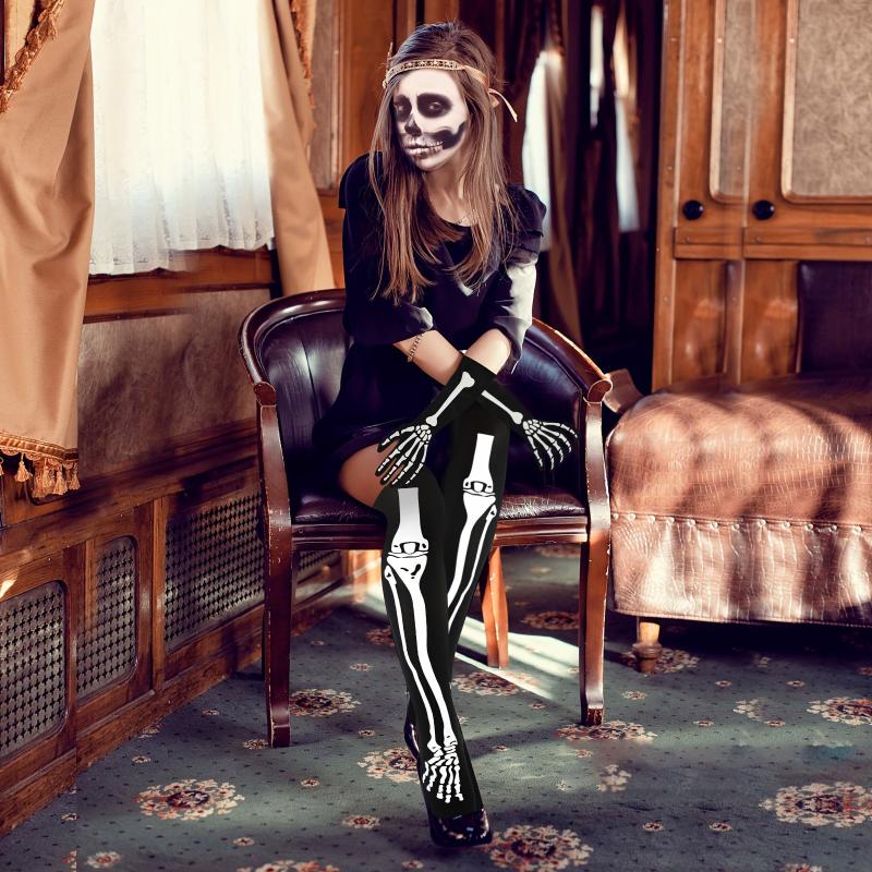 Halloween Skeleton Costume Skeleton Tights Skeleton Gloves Women
