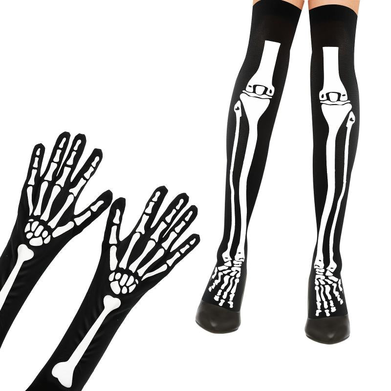 Halloween Skeleton Costume Skeleton Tights Skeleton Gloves Women