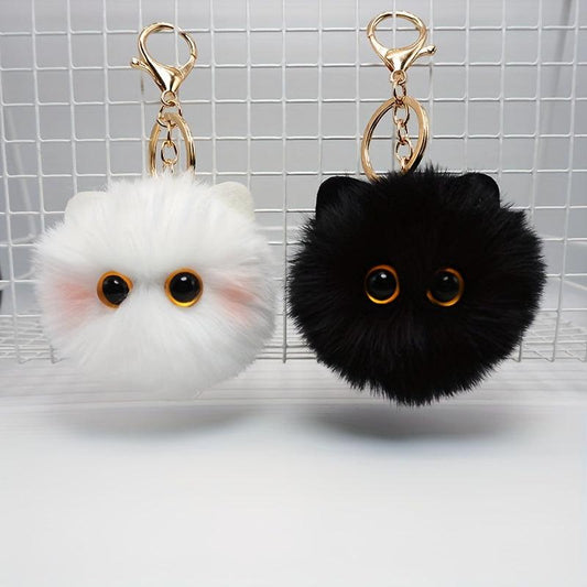 Pink Blusher Cat Ball Plush Doll Key Chain Pendant
