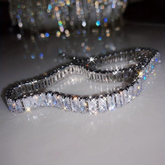 Crystal Zircon Chunky Tennis Necklace For Women Party