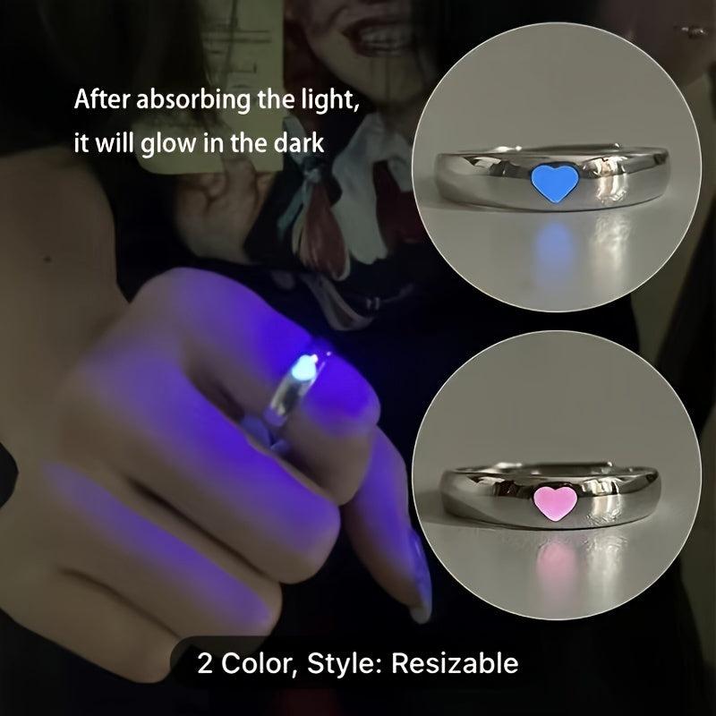 Love Night Light Rings for Couples - Adjustable Pair for Girlfriends