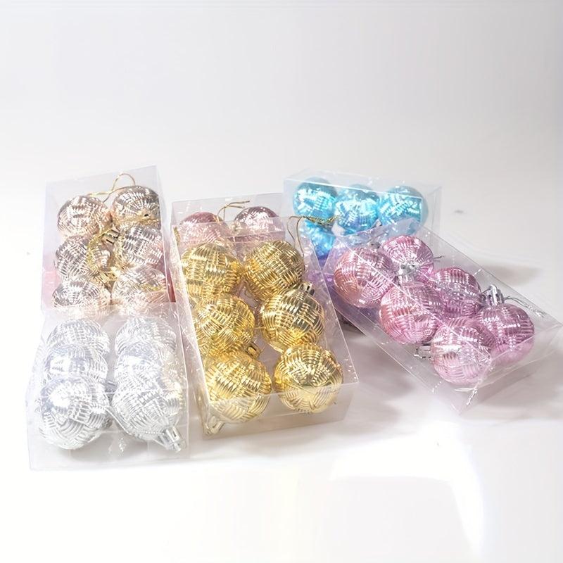 6pcs Christmas Balls Braided Hanging Decorations