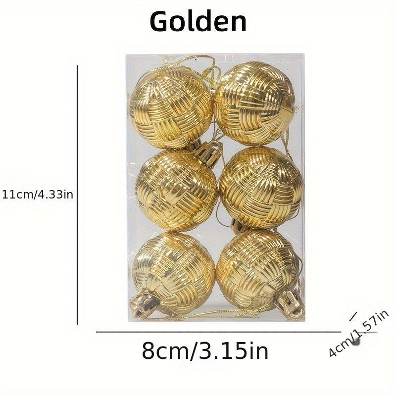 6pcs Christmas Balls Braided Hanging Decorations