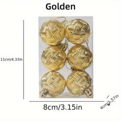 6pcs Christmas Balls Braided Hanging Decorations
