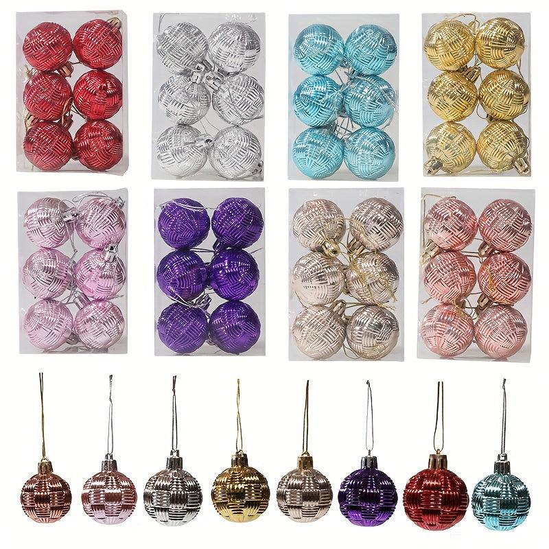 6pcs Christmas Balls Braided Hanging Decorations