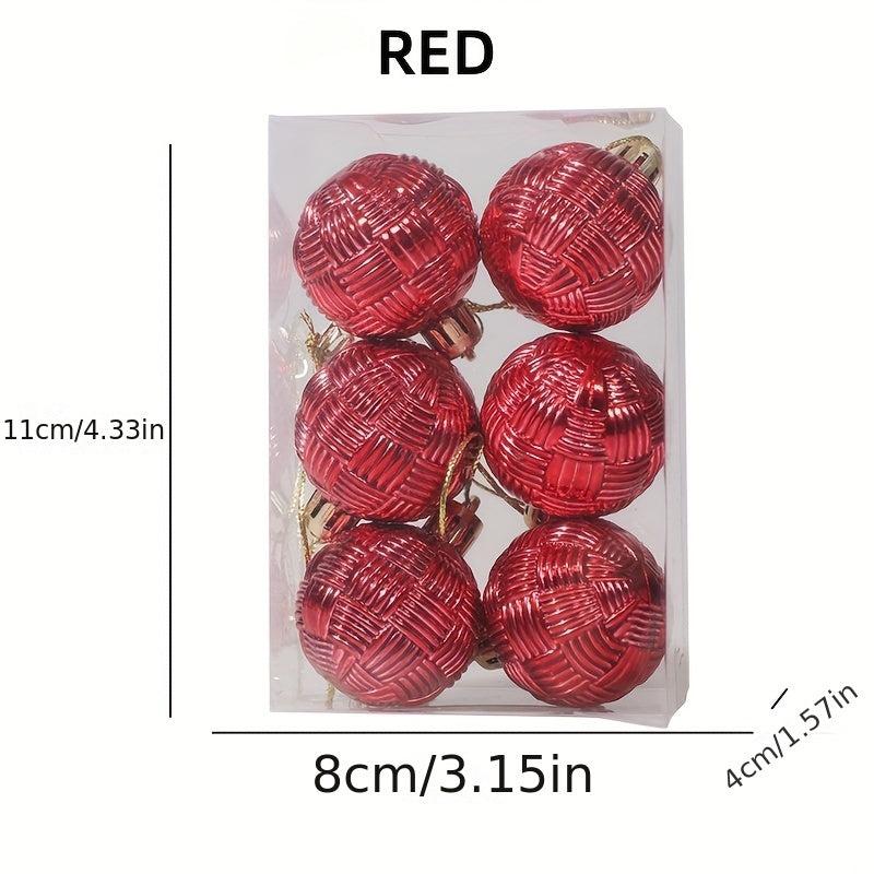 6pcs Christmas Balls Braided Hanging Decorations