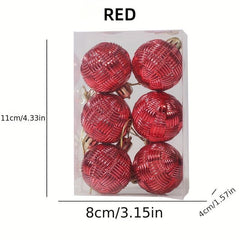 6pcs Christmas Balls Braided Hanging Decorations