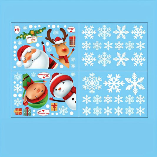 80pcs Christmas Window Clings Deer Snowman Small Window Decals