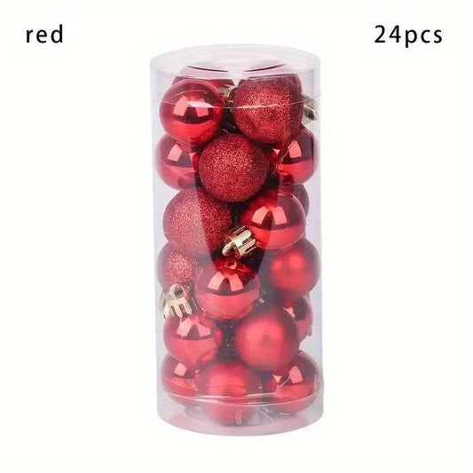 24pcs Christmas Tree Ball Ornaments Golden Silvery Plastic Home Decor