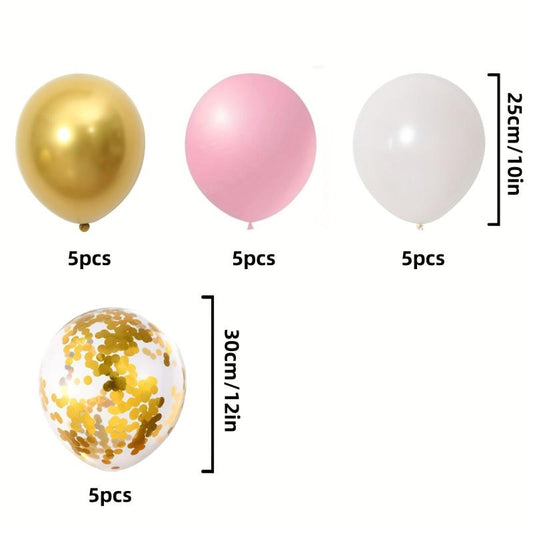 20pcs Pink Golden Confetti Balloons for Birthdays Weddings Thanksgiving