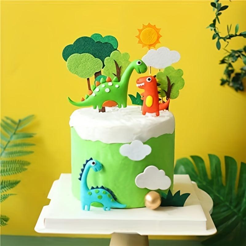 13pcs 3D Dinosaur Cake Topper Cupcake Topper Kids Birthday Party Supplies