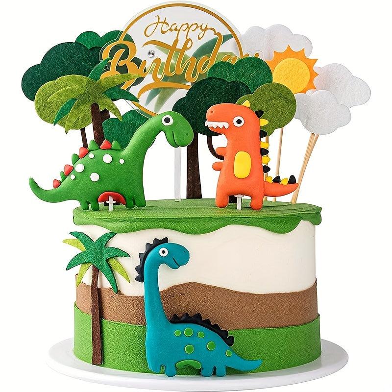 13pcs 3D Dinosaur Cake Topper Cupcake Topper Kids Birthday Party Supplies