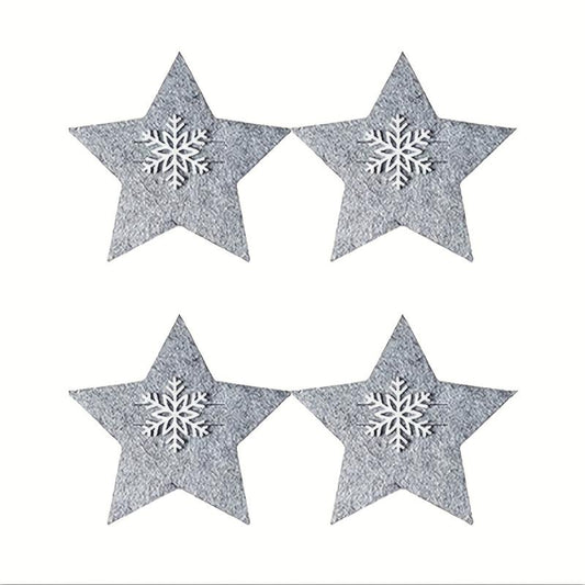 4pcs Christmas Tableware Holder Star Silverware Pockets