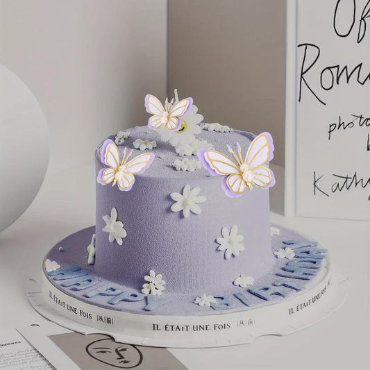 3pcs Purple Butterfly Cake Toppers for Women's Birthday Party Decorations