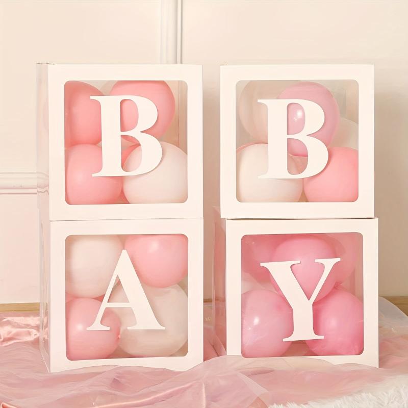 Baby Shower Transparent Balloon Box Blocks for Gender Reveal Decorations
