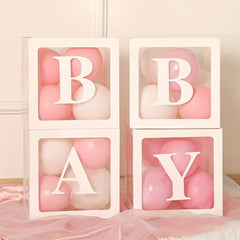 Baby Shower Transparent Balloon Box Blocks for Gender Reveal Decorations