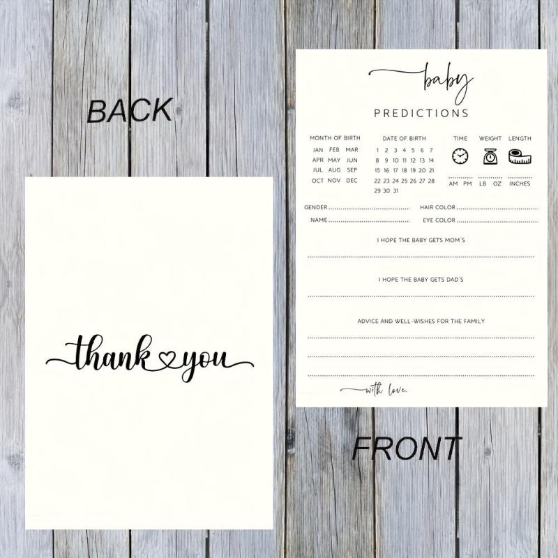 50pcs Baby Shower Predictions & Advice Cards Double Sided Game Cards