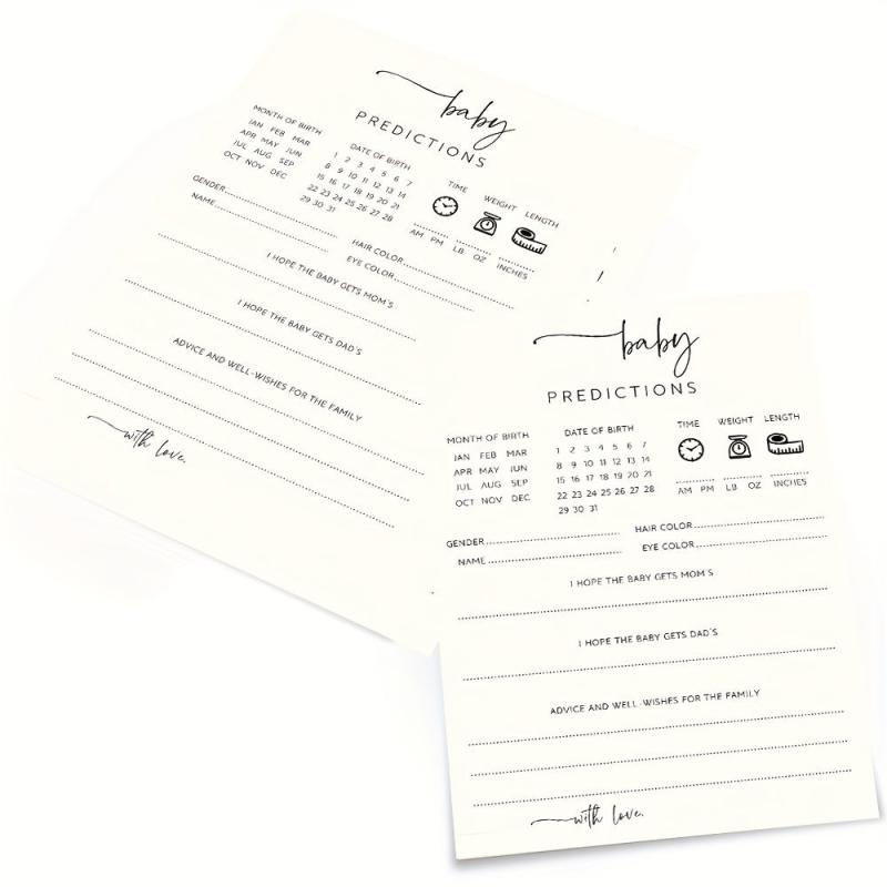 50pcs Baby Shower Predictions & Advice Cards Double Sided Game Cards