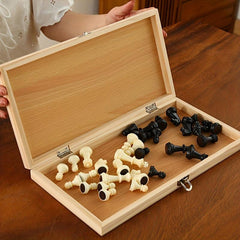 15'' Wooden Folding Magnetic Chess Set with Plastic Pieces