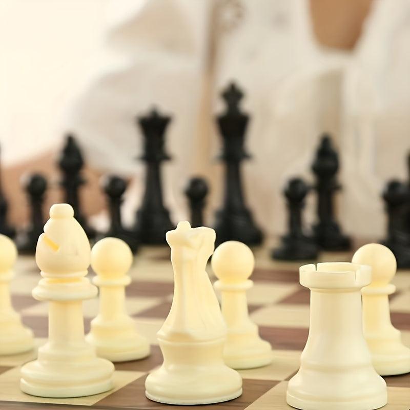 15'' Wooden Folding Magnetic Chess Set with Plastic Pieces